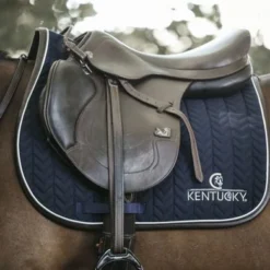 Kentucky Horsewear Kentucky Spring Zadeldekje Fishbone Leather Navy Full